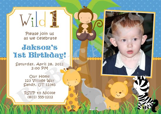 jungle birthday invitations with photo