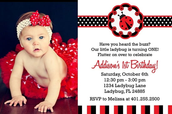 ladybug 1st birthday invitations template