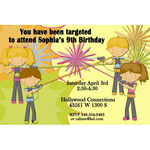 laser tag birthday party invitations girls