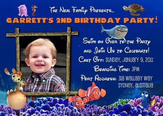 nemo birthday invitations boys