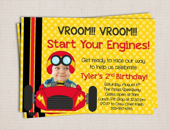 race car 2nd birthday invitations
