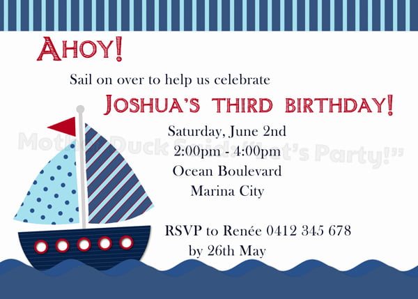sailboat 3rd birthday invitations ideas