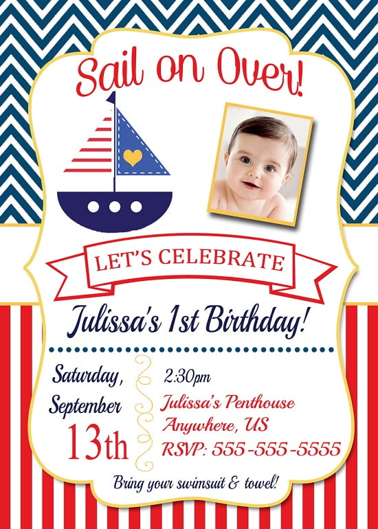 sailboat first birthday invitations ideas