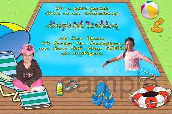 sample pool party birthday invitations