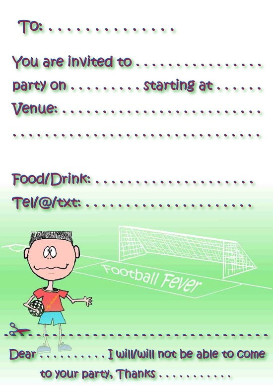 soccer free  birthday invitations