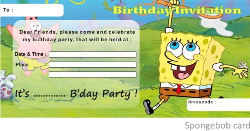spongebob birthday invitations free printable