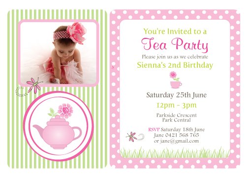 tea party 2nd birthday invitations