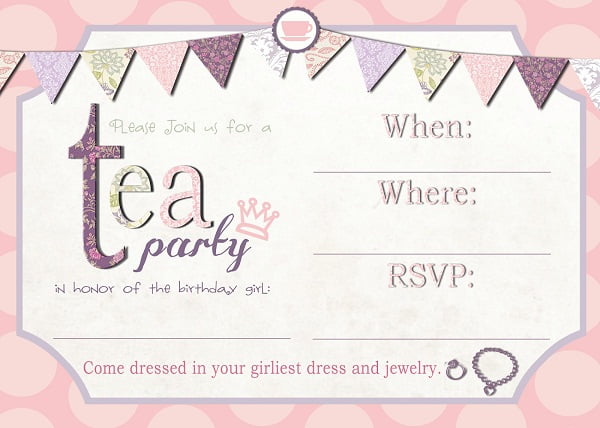 tea party birthday invitations free printable