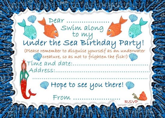 under the sea birthday invitations free printable