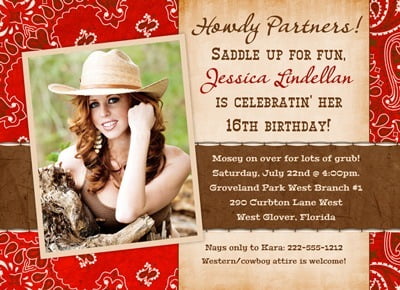 western birthday invitations for girls