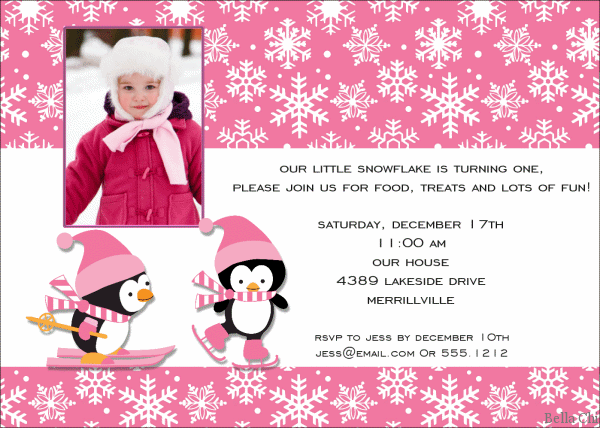 winter birthday invitations girl