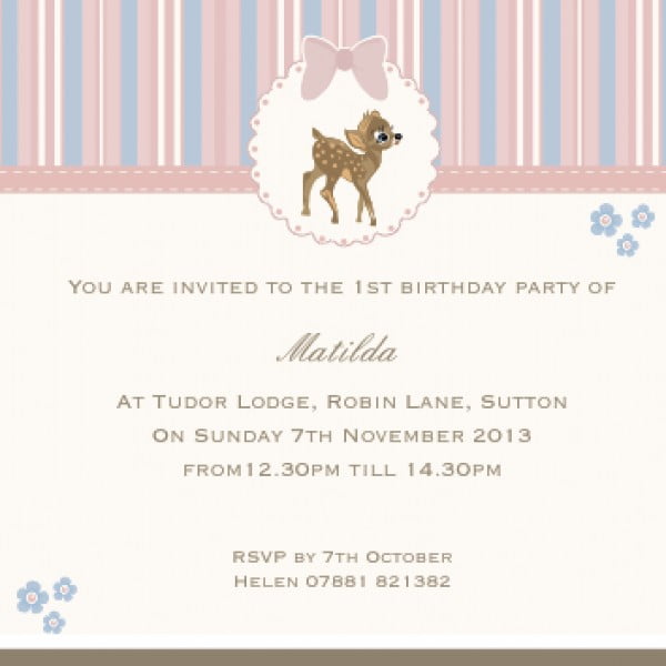 Bambi Birthday Party Invitation Ideas FREE Printable Birthday