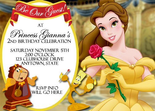 Beauty and the Beast Birthday Party Invitation Ideas for girl