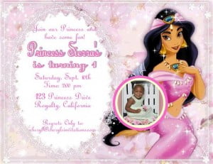 Custom photo Princess Jasmine Birthday Party Invitation Ideas