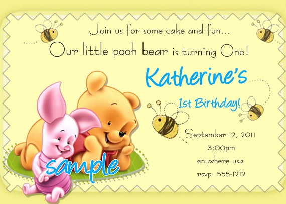 Funny  Winnie the Pooh birthday party invitation ideas