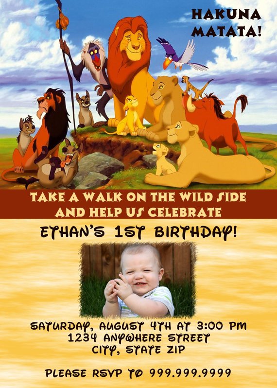 Lion King first Birthday party invitation ideas