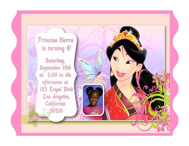Princess Mulan Birthday Party Invitation Ideas