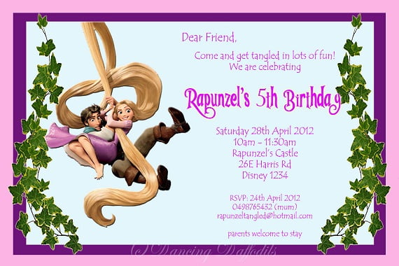 Rapunzel Birthday Party Invitation Ideas for girl