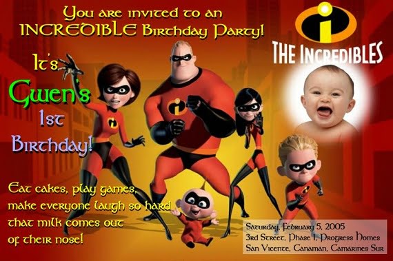 The Incredibles first Birthday Party Invitation Ideas