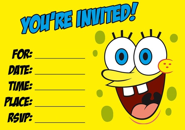 free printable spongebiob birthday invitations for boys