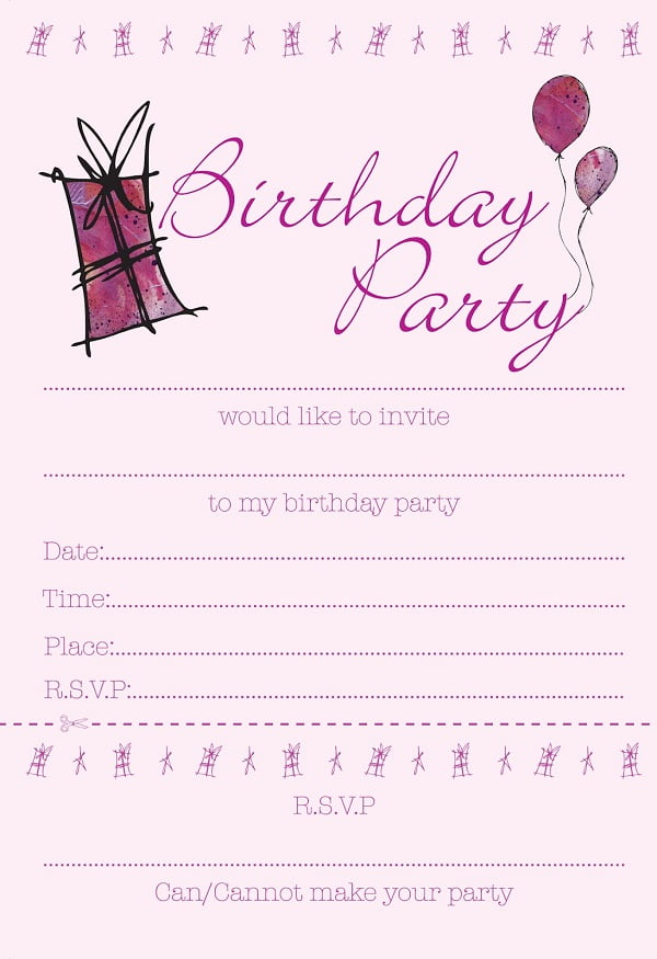 Printable Birthday Invitations For Girls FREE Printable Birthday