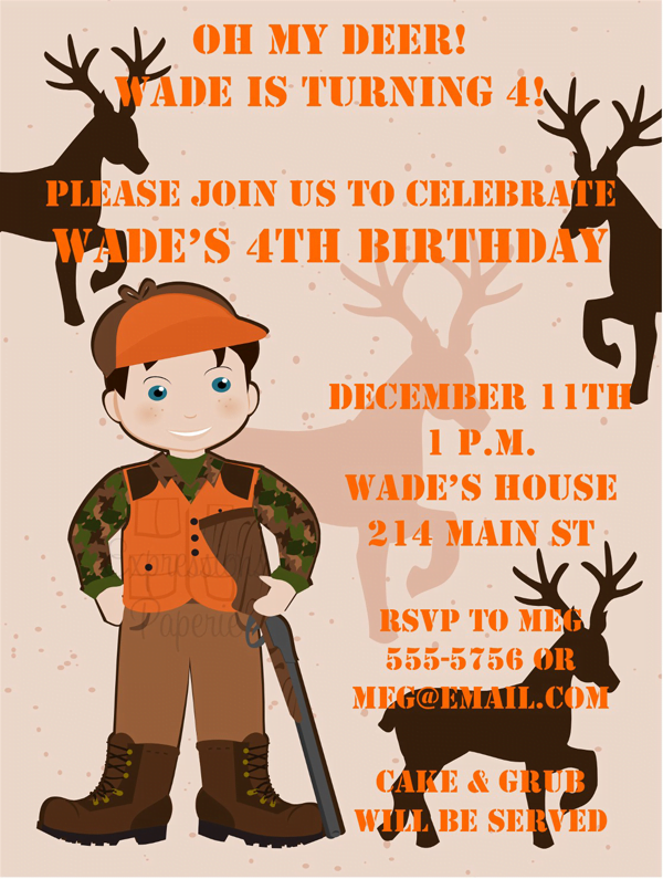 Hunting Birthday Invitations for Kids Bagvania FREE Printable