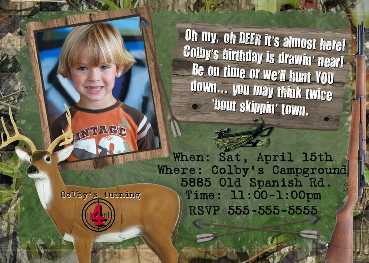 Camouflage Hunting Birthday Invitations for Kids