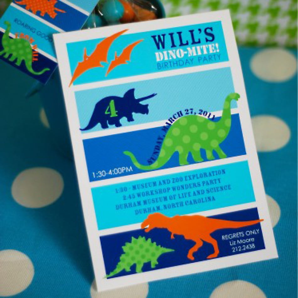Simple Dinosaur Birthday Party Invitations