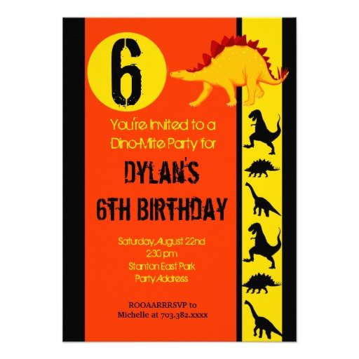 Silhouette Dinosaur Birthday Party Invitations