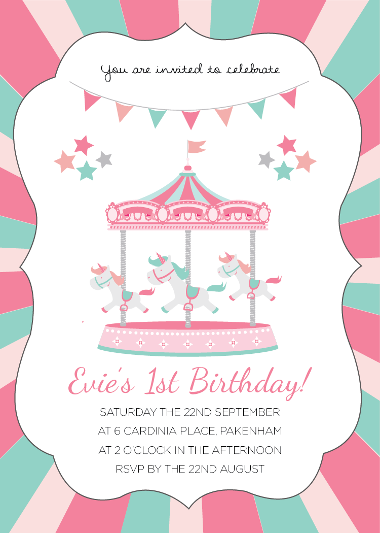 Carousel Birthday Invitations Bagvania FREE Printable Invitation Template