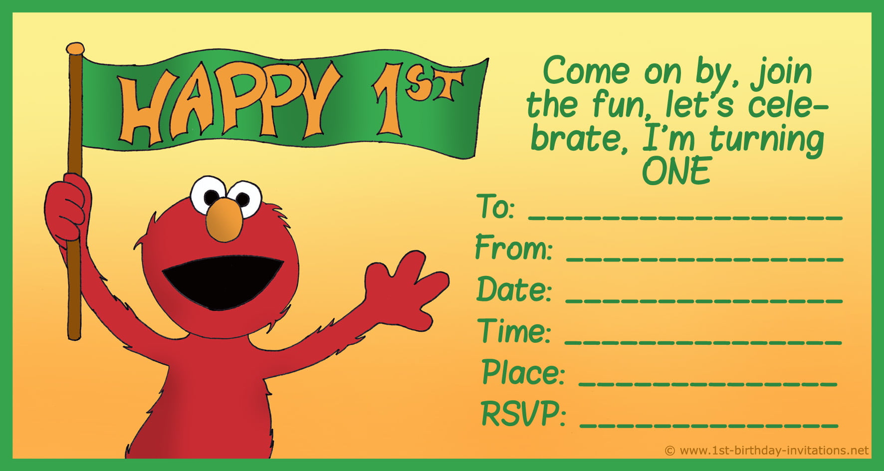 Free Printable Sesame Street 1st Birthday Invitations Templates