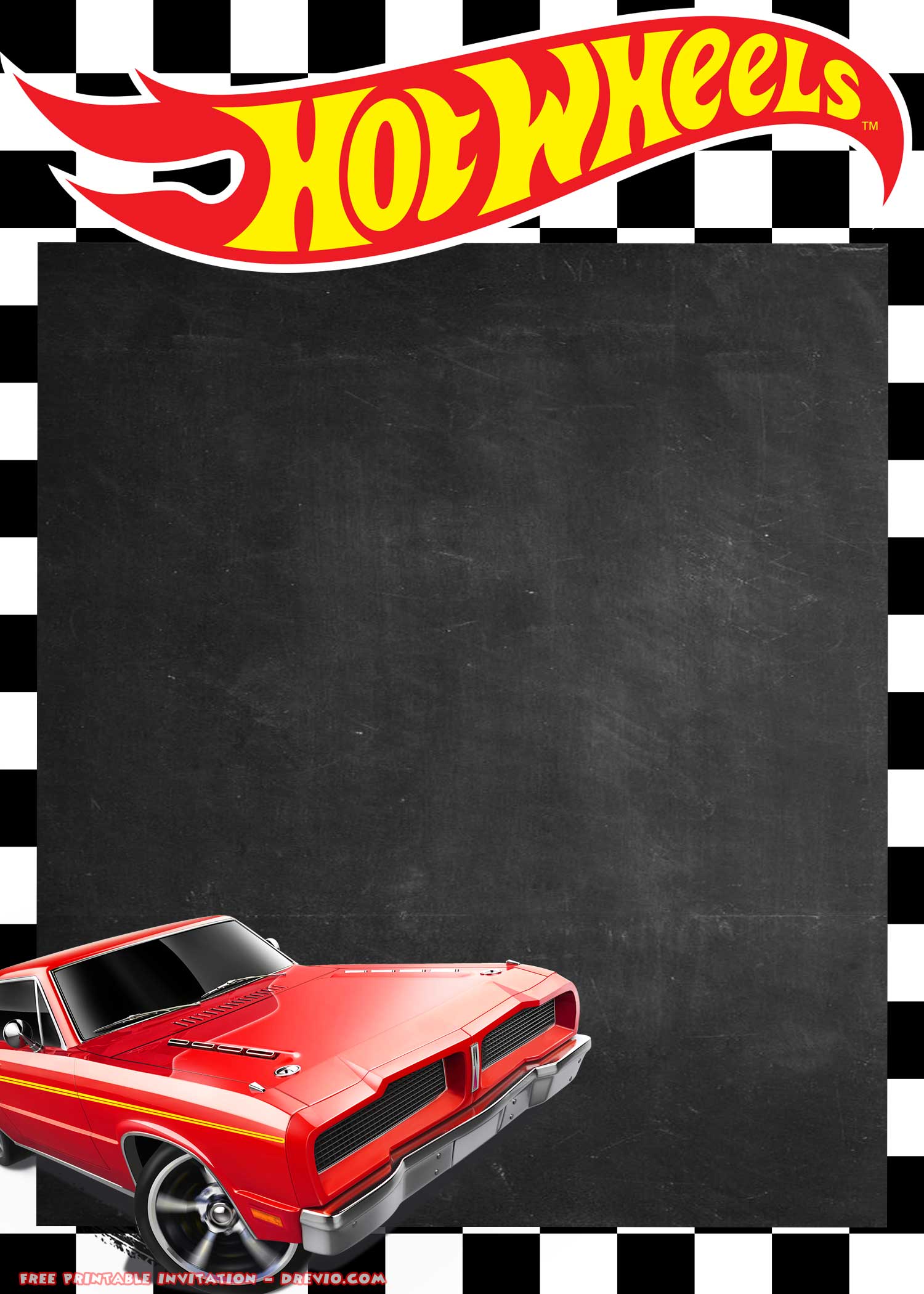 Free Printable Hot Wheels Invitation Dodge Charger Free