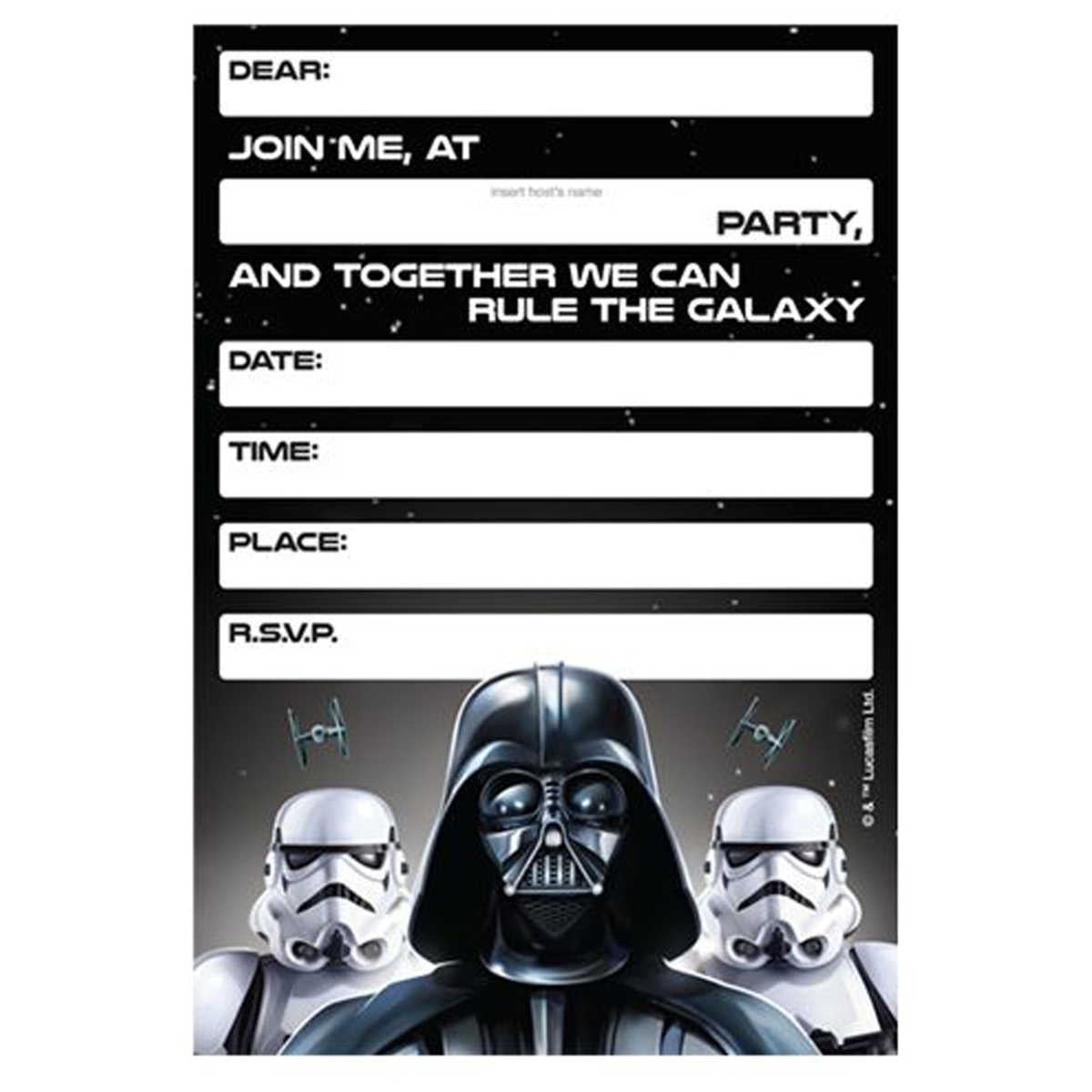 star wars invitation card