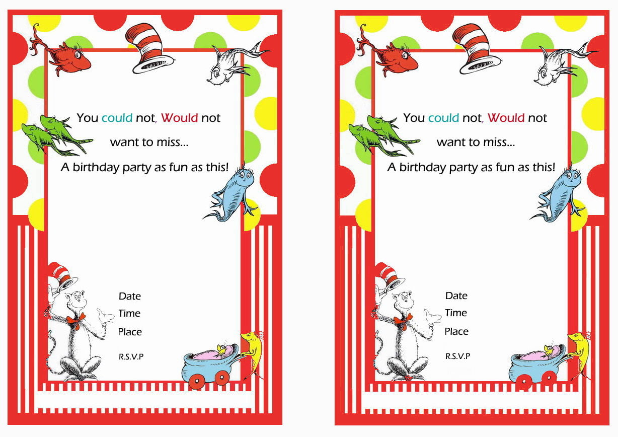 Free Printable Dr Seuss Birthday Invitations 3