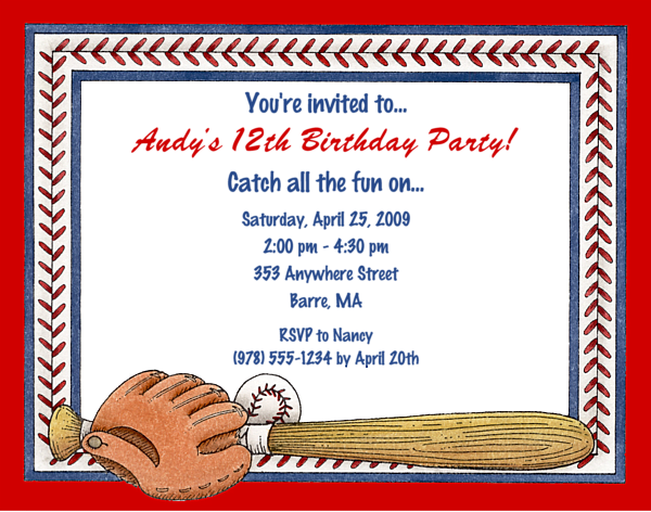 Baseball Party Invitation Template Free from www.bagvania.com