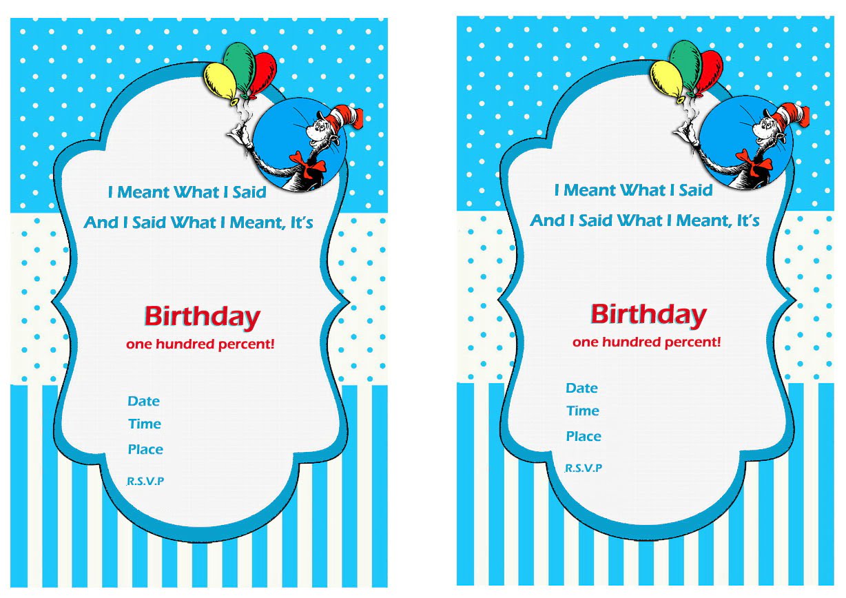 FREE Printable dr seuss first birthday invitations - FREE Printable ...