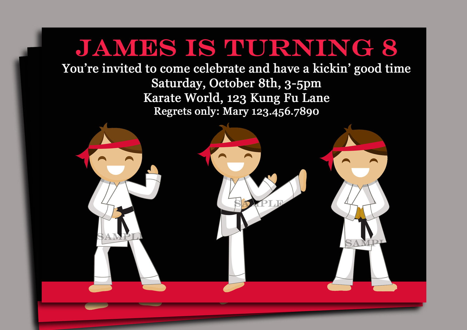 Karate movement Birthday Invitations for Kids