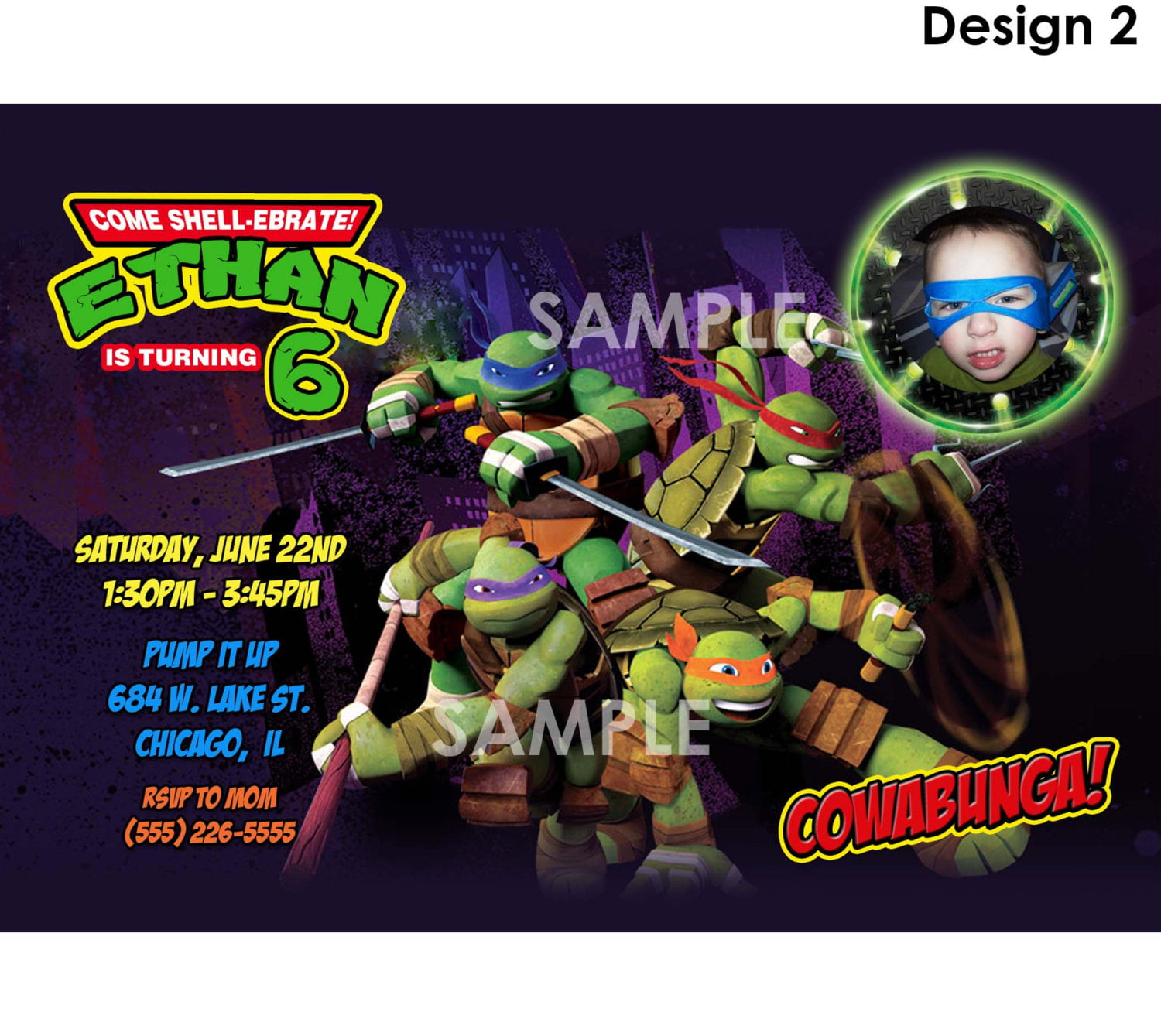 Dark Teenage Mutant Ninja Turtle Birthday Party Invitations