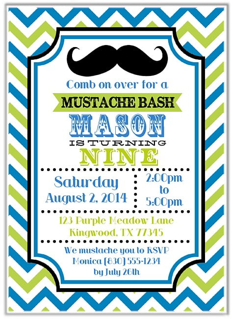 Mustache Birthday Party Invitations Free Printable Birthday Invitation Templates Bagvania