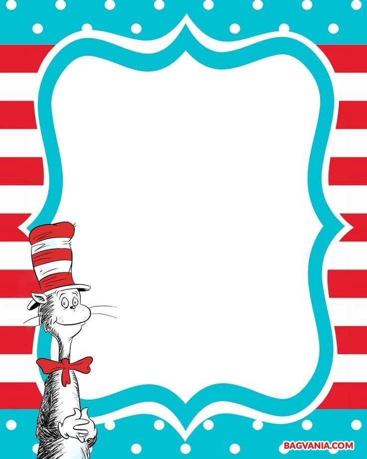 FREE Printable dr.Seuss Cat in the Hat Invitation Template FREE