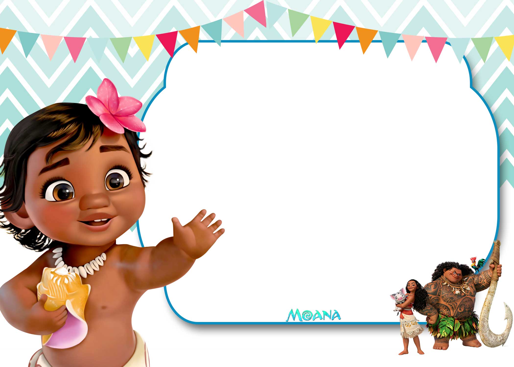 FREE Printable Chevron 1st Moana Invitation