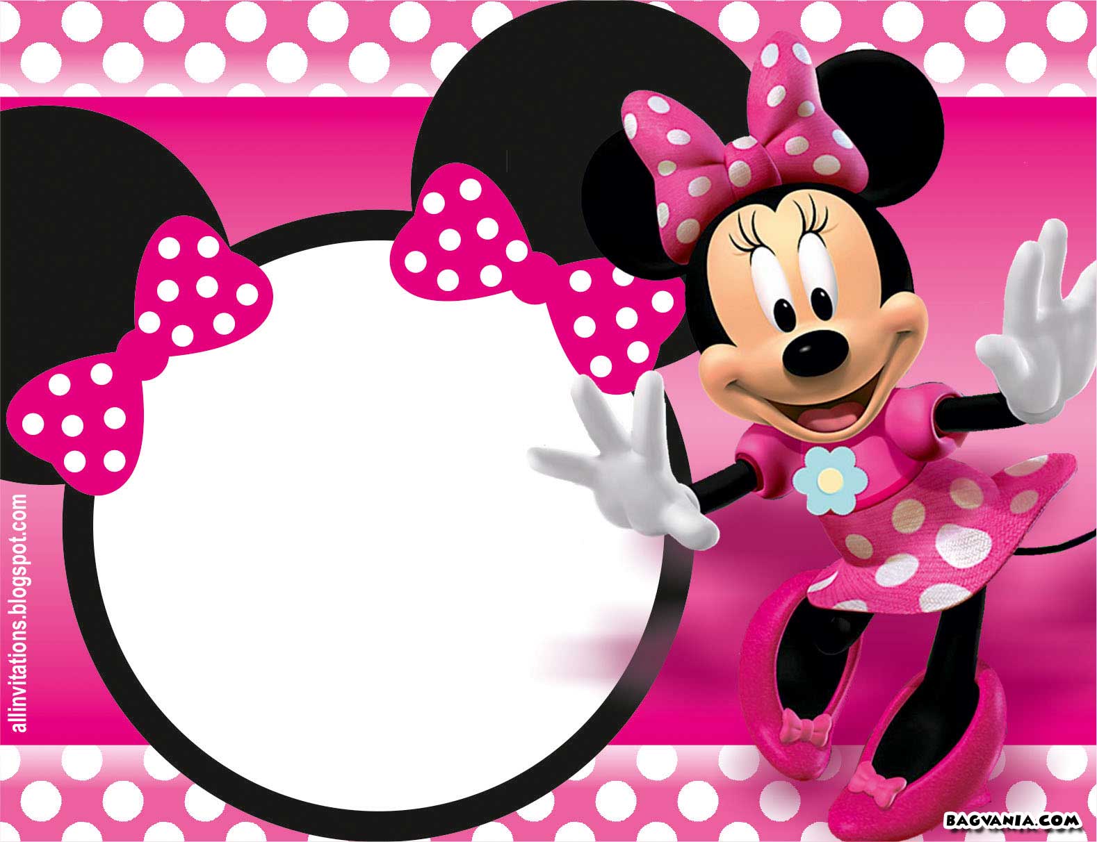 Free Printable Minnie Mouse Birthday Invitations  FREE Printable Inside Minnie Mouse Card Templates