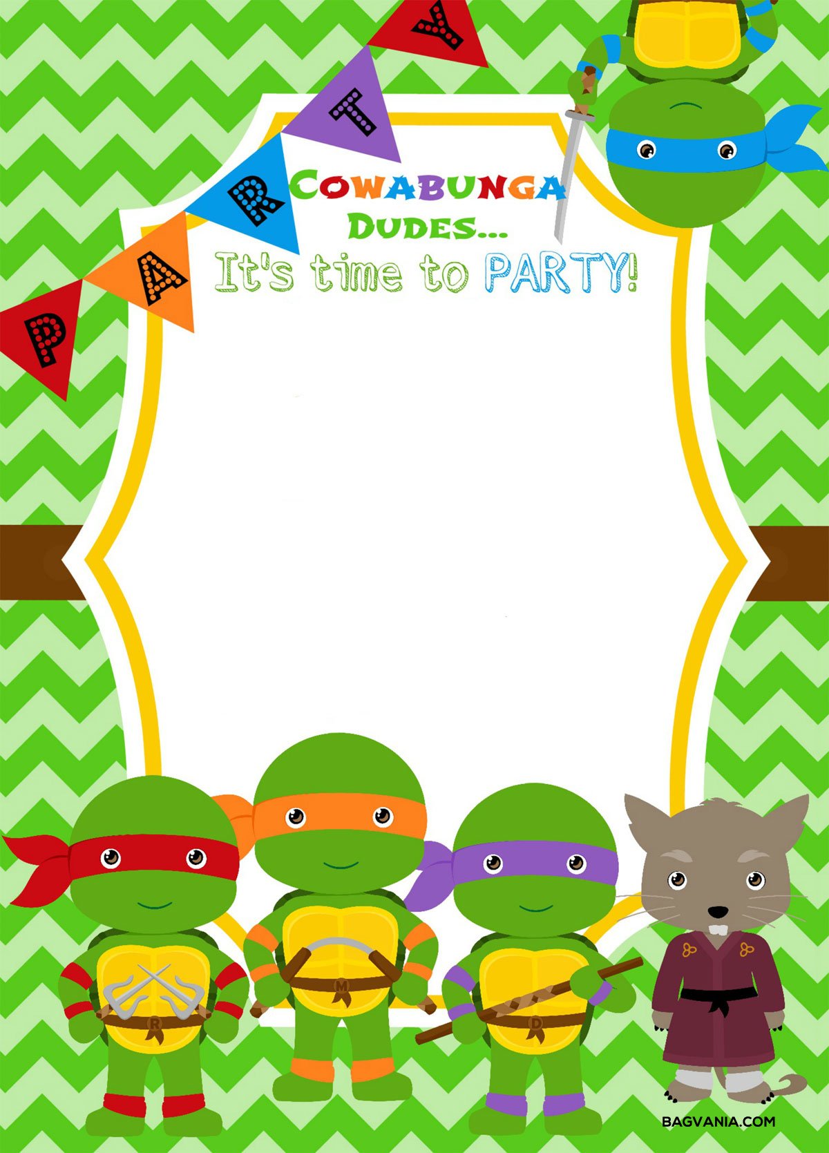 Free Printable Ninja Turtle Birthday Party Invitations FREE Printable Birthday Invitation