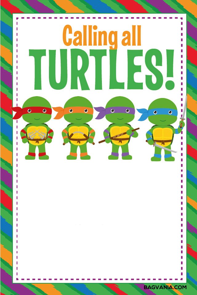 Free Printable Ninja Turtle Birthday Party Invitations FREE Printable 
