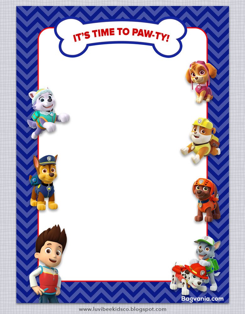 FREE Printable Paw Patrol All Characters Invitation Template
