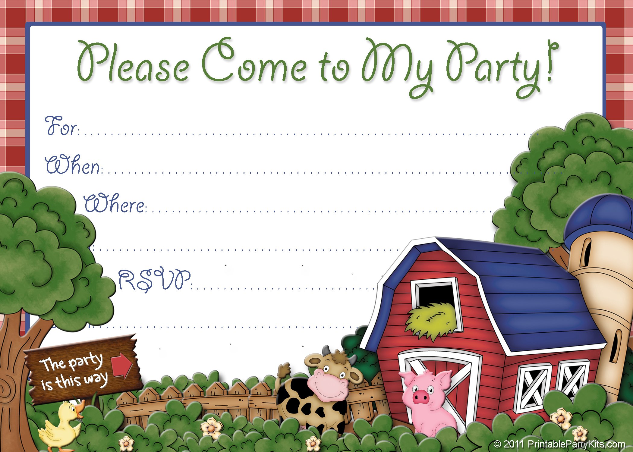 free farm birthday invitations free