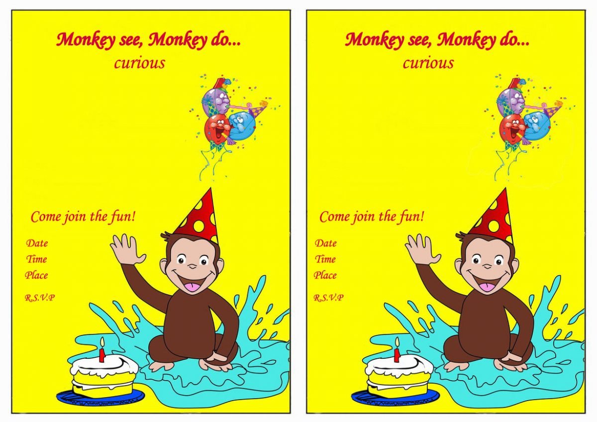 Free Curious George Printable Birthday Invitations