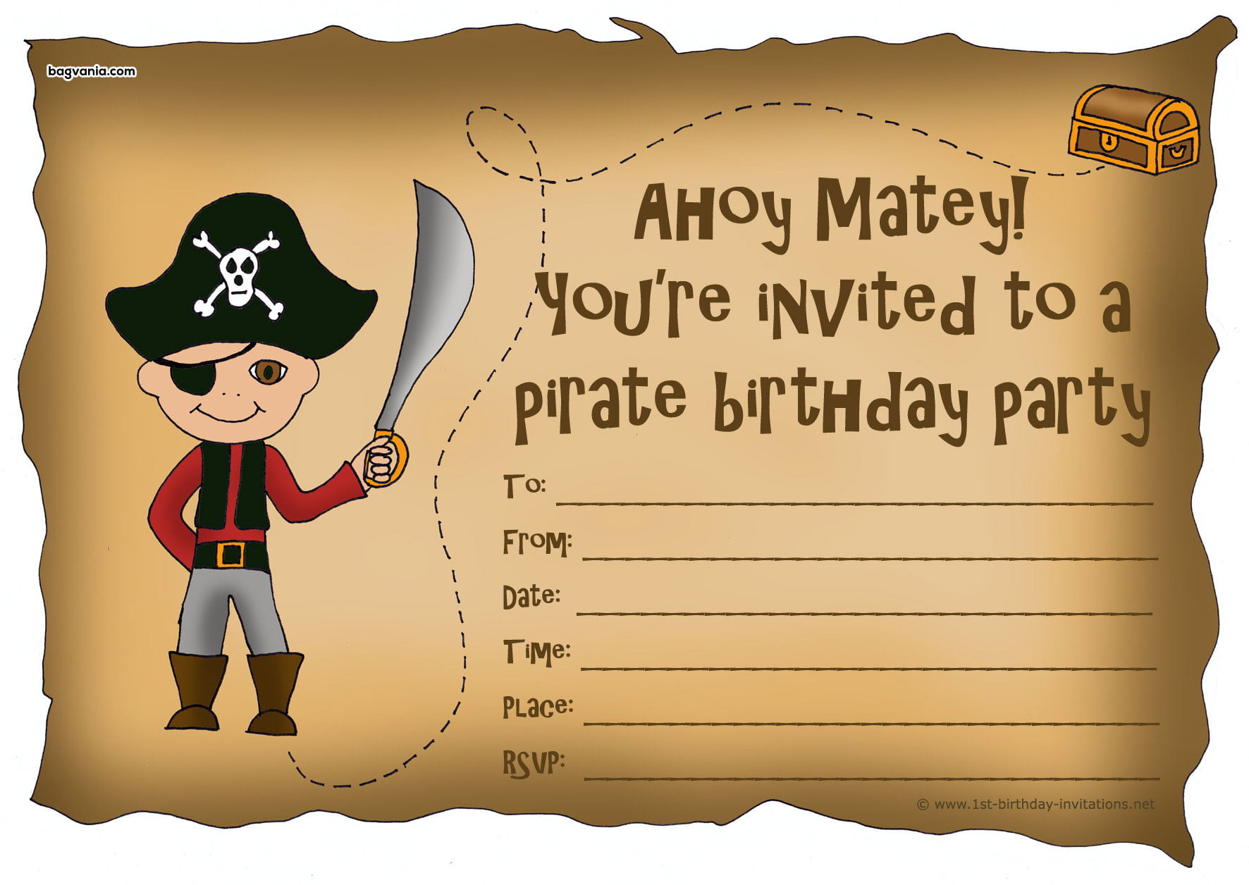 Pirates Birthday Invitations FREE Printable Birthday Invitation 