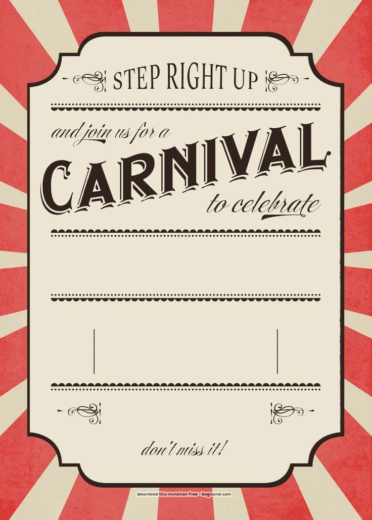 Carnival Theme Invitations Free Printable