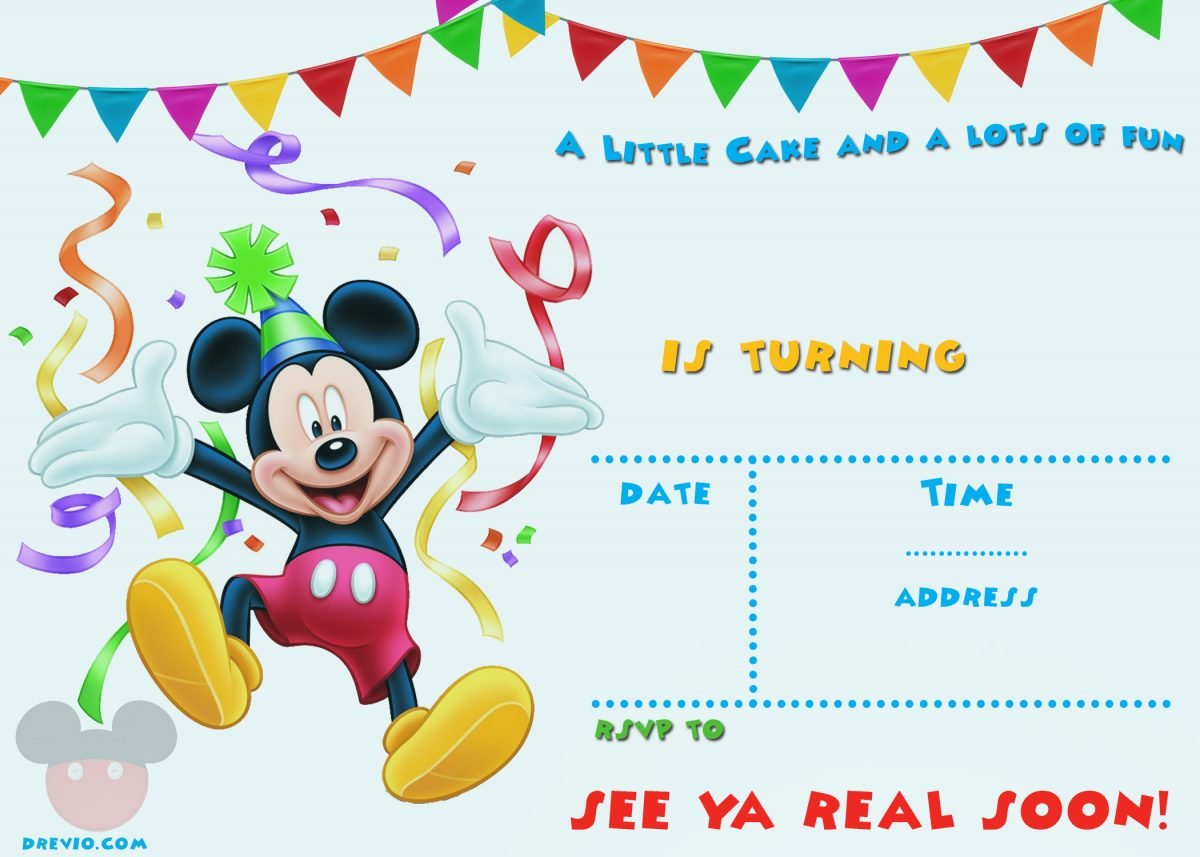 FREE Mickey Mouse 1st Birthday Invitations - FREE ...